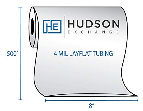 Hudson Exchange 8" x 500', 4 Mil, Poly Tubing Roll, Food Grade LDPE Resin, Custom Length Packaging