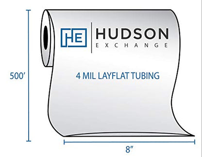 Hudson Exchange 8" x 500', 4 Mil, Poly Tubing Roll, Food Grade LDPE Resin, Custom Length Packaging