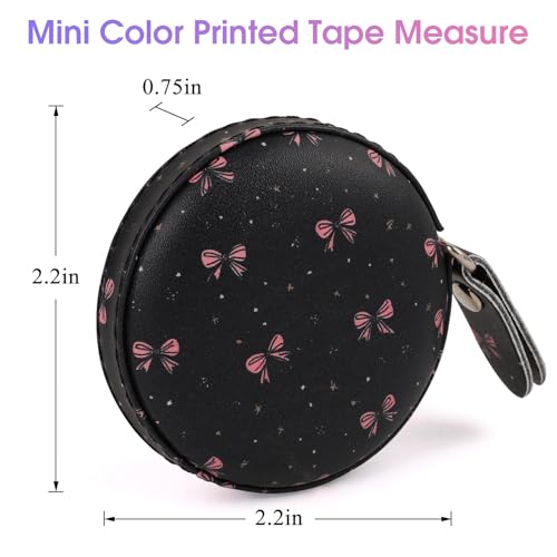 Retractable Mini Tape Measure, Auto-Retract, Premium Leather Tape Measure, Dual-Sided Ruler, Ideal for Fabric Cutting, Body Measurements, and Handicrafts (Starlight Bow) - color: Starlight Bow