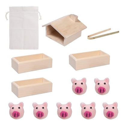 Sorting Stacking Wooden Toys for Toddlers, Montessori Pig Toy Toddler Sensory Bin Tool Toys, Wood Farm Toy House Fine Motor Skill Early Learning Preschool Educational Gift for Kids - style: Pig Toys
