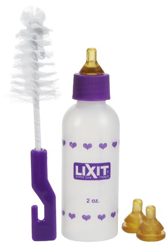 Lixit® Nursing Bottle Kits for Hand Feeding Puppies, Kittens, Guinea Pigs, Ferrets, Rabbits, Raccoons, Squirrels and Other Pets - Made in USA (2 Ounce, 2 Pack) - size: 2 Ounce