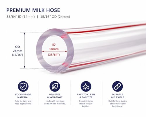Cow Pulsator with Food-Grade Milk Hose, BPA Free, 1/2", 35/64", 5/8", Three-Way and Pulsator Hose Included (35/64" Milk Hose and Pulsator Hose) - size: 35/64" Milk Hose and Pulsator Hose
