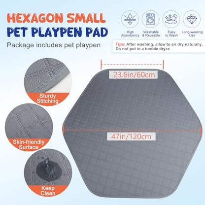 Pawaboo Small Animals Playpen with Pad, Waterproof Small Pet Cage Tent with Reusable Pad, Portable Outdoor Yard Fence for Chick/Kitten/Puppy/Guinea Pig/Rabbits/Chinchillas, Black/Gray - color: Black/Gray