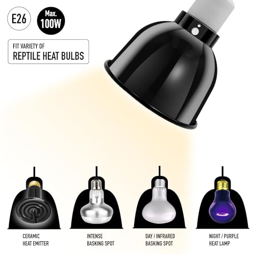 Reptile Light Fixture, 5.5'' Standard Dome, Fits Reptile Heat Lamp Bulb/Ceramic Heat Emitter, Reptile Heat Lamp Fixture