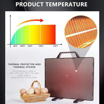PINNKL Chicken Coop Heater, 15.3 x 11.4 Inch Chick Brooder Heating Plate, 140 Watts Adjustable Temp Radiant Heat Panel, for Chick Kitten Puppy Poultry Pets