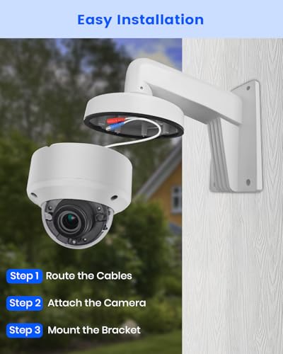 Wall Mount Bracket Aluminum Alloy Arm for IP Dome Security Cameras, Holder Outdoor Junction Box Cable Pole Mounting Arm (White) - size: Pole Bracket 1 for Bullet Cam