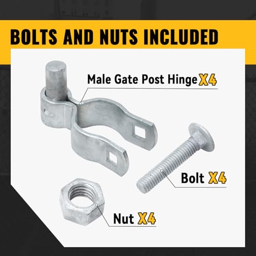 VIVIDA 1-3/8" Chain Link Gate Hinge, Galvanized Male Post Hinge, for 1-3/8" OD Post, Chain Link Fence Hardware, 4 PCS - size: 1-3/8" (4 PCS)