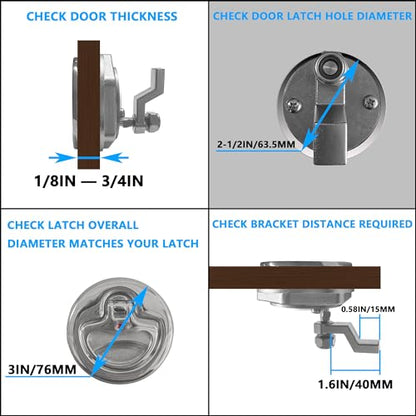 Flush Mount Latch Fits 2-1/2" Hole,Non-Locking Surface-Mount Latch,316 Stainless Steel Boat Cam Latch