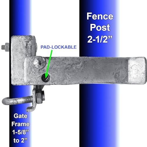 Commercial Single GATE Strong Arm Latch for 2-1/2" Fence Post - and 1-5/8" Thru 2" Chain Link or Round Pipe Gate Frames CASE Qty 2 - size: 2-1/2" Single Gate - Case