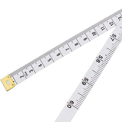 Wisdompro 2 Packs 60-Inch(150cm) Soft Tape Measure for Sewing Tailor Cloth, Body Measurement(Indexed in Metric and Standard Units) - White - color: 60 Inch, 2 Packs White