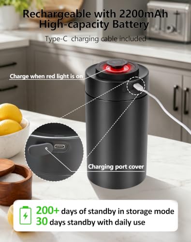 ROTTOGOON Auto Vacuum Coffee Canister, Rechargeable Airtight Coffee Container with 304 Stainless Steel Inner, Scoop, Sealed Coffee Bean Storage Container for Ground Coffee, Tea, Food, 16OZ/ 1.3L - size: 1.3L/16OZ