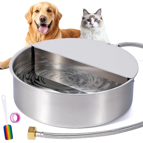 6L Automatic Dog Water Bowl Dispenser Outdoor Stainless Steel Pet Waterer Self Filling Waterer for Large Dog Cat Chicken Duck Goat