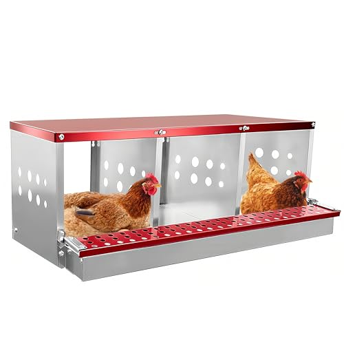 XINYI Chicken Nesting Boxes for Laying Eggs, Metal Coop for 3 Chickens,Roll Away Nesting Boxes,Easy Egg Collection, Brooder Box for Rabbit, Squirrel, Parakeet, Owl, Cockatiel, Robin - size: 3 Compartments