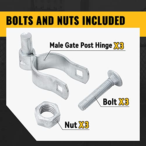 VIVIDA 1-7/8" Gate Post Hinge, Chain Link Fence Gate Hinge, for 1-7/8" OD Post/Pipe, Galvanized Steel, Chain Link Fence Hardware, 3 PCS - size: 1-7/8" (3 PCS)