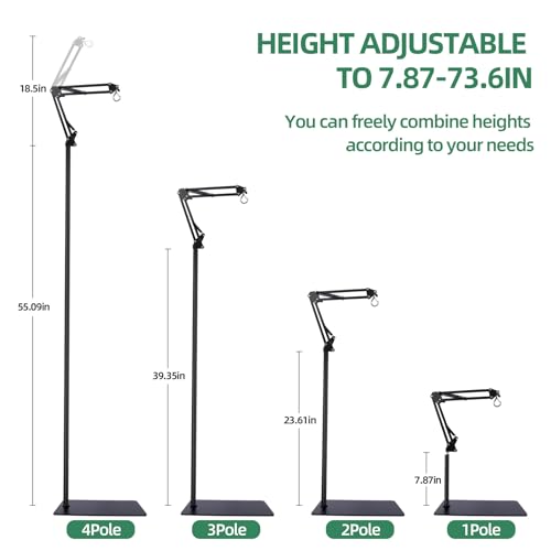 MECESOR Reptile Lamp Stand Adjustable Height 15.7-73.6inch with 360°Adjustable Swing Arm Heat Lamp Stand Plant Floor Light Holder for Bearded Dragon Turtles Snake and Chicks - size: 15.7-73.6inch