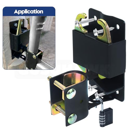 2 Pack S16100700 Two Way Lockable Gate Latch(Small Size Version: 3"L x 5"H) with Black 4-Digit Combination Lock for Metal Gates with 1-1/4" to 1-1/2" Diameter Tubes - color: 2x S16100700(Small Size Version 3"x 5")