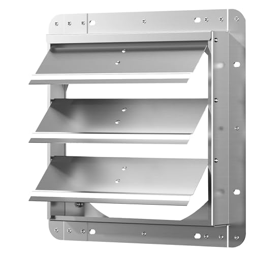 12 Inch Galvanized Shutter Exhaust Louver Vent, Automatic Gravity Shutter Louver Vent for Home Attics, Workshops, Barn, Greenhouse (Motor&Blades are not Included) - size: 12 Inch