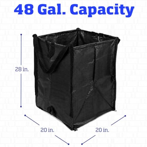 DURASACK Heavy Duty Home and Yard Bags 48-Gallon Reusable Self-Standing Lawn and Leaf Bags Garbage Can with Reinforced Handles, Black - color: Black