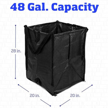 DURASACK Heavy Duty Home and Yard Bags 48-Gallon Reusable Self-Standing Lawn and Leaf Bags Garbage Can with Reinforced Handles, Black - color: Black