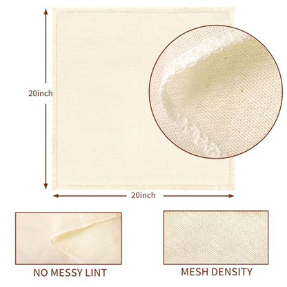 Cheese Cloths, 10Pcs 20x20 Inch Grade 100 Precut Cheese Cloths for Straining, Cotton Unbleached, Reusable Muslin Cheesecloth for Straining, Making Yogurt, Juice, Cooking Turkey - size: 10Pcs-20x20 inch