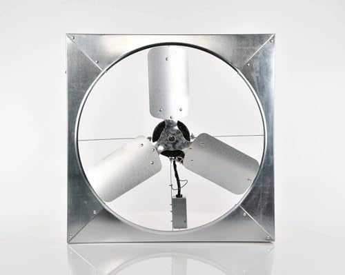 Master Flow GAF 24" Direct Drive 4500 CFM Whole House Fan with Shutter - 1/4 HP Permanent split-capictor Motor - Pull Chain Operation - WHFS24M
