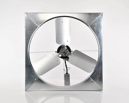 Master Flow GAF 24" Direct Drive 4500 CFM Whole House Fan with Shutter - 1/4 HP Permanent split-capictor Motor - Pull Chain Operation - WHFS24M