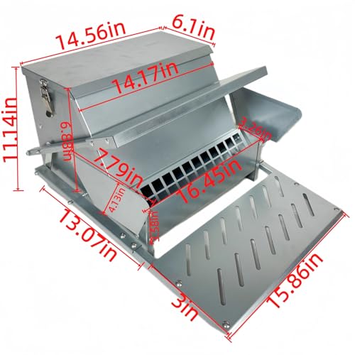 Automatic Chicken Feeder 25lb Capacity Automatic Metal Treadle Feeder Galvanized Steel Treadle Chicken Feeder No Waste Large Poultry Feeder with Locking Lid and Rain Cover for Outdoor Use