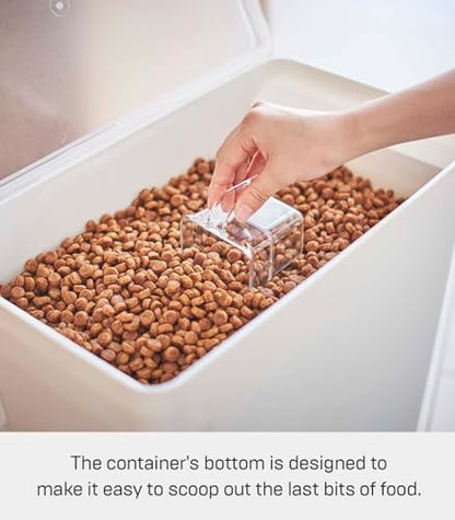 YAMAZAKI Home Tower Airtight Pet Food Storage Container - Cat And Dog Food Holder Bin With Transparent Lid And Handle - Extra Large - Polypropylene - 6.6 Gallons, 25 Liters - color: White, size: Extra Large