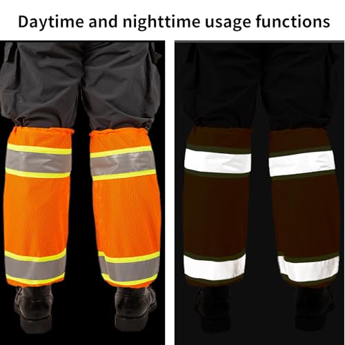 High Visibility Reflective Unisex-adult Work Leg Gaiter,Hi Vis Reflective Classic Two-tone Mesh Leg Gaiters