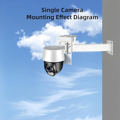 30cm/11.8” Security Camera Mount Bracket with L-Shaped Adapter Plate, Indoor Outdoor Heavy Duty CCTV Bracket for Dual Cameras/Solar Panel/LED Light, Built-in Cable Management