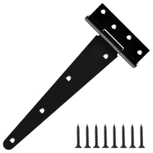 10 Inch Shed Door Hinges T-Strap Gate Hinge Heavy Duty 2 Pack Barn Farm Fence Tee Hinges for Doors Outdoor Kitchen Wood Cabinet Interior Exterior Window Bar Shop Matte Blake Door Hinge Hardware Kit - size: 2Pack-10inch