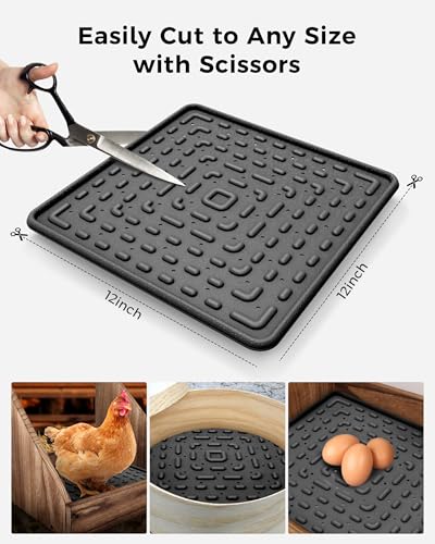 Washable & Reusable Nesting Pads for Chicken Coop - 4Pcs Chicken Nest Mats - Durable 12"x 12" Plastic Nest Box Pads for Egg Laying Hens (Soft, Easy Clean, Premium) - color: Black-4pcs