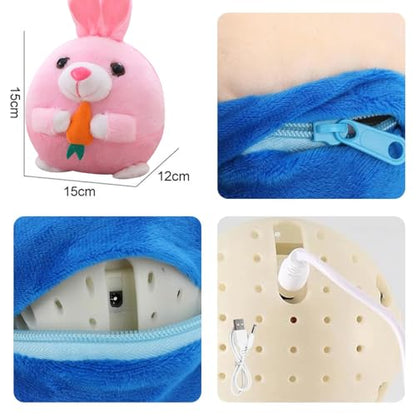 Active Moving Pet Plush Toy, Interactive Dog Toys Pet Bouncing Balls, USB Rechargeable Interactive Washable Cartoon Pig Plush Sound Electronic Dog Toy, Small Cute Squeaky Pig Dog Toy (Rabbit) - color: Rabbit