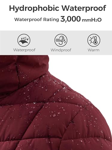 wantdo Women's Puffer Jacket Warm Padded Winter Coat Long Quilted Jacket (Available in Plus Size) - color: Wine Red, size: Small