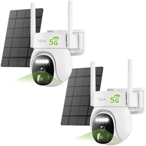 2.4G/5G Security Cameras Wireless Outdoor, 2K Solar Camera for Home Security, 360° PTZ/3MP Color Night Vision/Battery Powered/2Way Talk/Compatible with Alexa/IP66 Waterproof(2 Pack) - color: White - 2 Pack Solar Cam