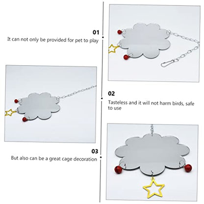 GALPADA Chicken Themed Bird Hanging Mirror Toy Pet Mirror Sound Bell for Fun Material