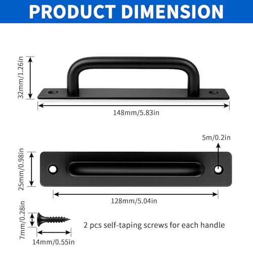 TamBee 6-1/2" Black Metal Gate Pull Handle, Heavy Duty Outdoor Fence Gate Handles for Wooden Fences Shed Barn Door Hardware, 2 Pack Outdoor Fence Gate Use - size: 2 Pack 5 Inch Metal