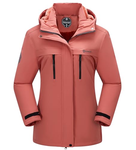 Women's Waterproof Snow Ski Jacket Warm Winter Coat Insulated Snowboarding Jacket Softshell Hiking Jacket - color: W-vermilion, size: Small