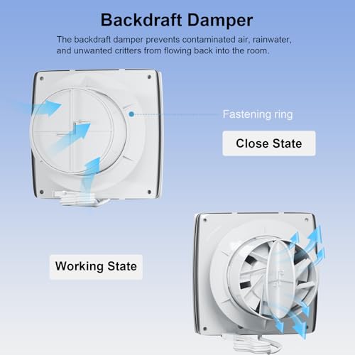 4 Inch Wall Mount Bathroom Exhaust Fan, 56 CFM Plug in Wall Exhaust Fan, Quiet Bathroom Window Fan with Backdraft Damper for Kitchen, Garage, Office, Grow Tent, 12W, White (No Timer) - style: Basic-with Plug