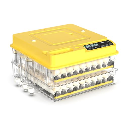 144 Egg Incubator for Hatching Eggs, Fully Automatic Egg Incubator with Auto Temp/Water/Turning, for Chicken Duck Goose Quail Pigeon Turtle Eggs, Humidity Control by Bottles, 363° View Clear Window - color: 144-eggs