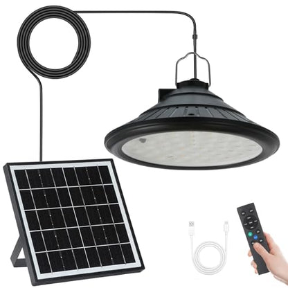 Solar Chicken Coop Light with Remote, Outdoor IP66 Waterproof Pendant, 4500mAh Rechargeable Solar Barn Light, 3 Modes, 4 Brightness Levels, 24H Timer, 16.4ft Cable for Patio Garden, 1-Pack - size: 1-Pack