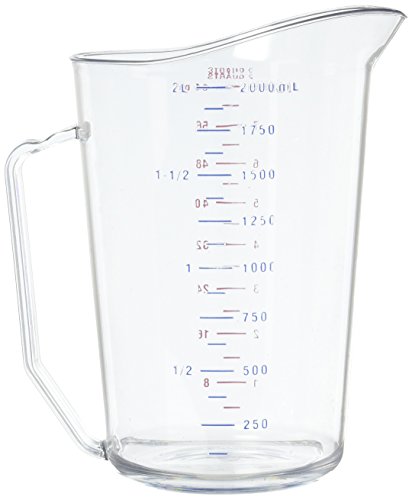 Cambro 200MCCW 2 qt Capacity, Camwear Clear Polycarbonate Liquid Measuring Cup (200MCCW135) - size: 2-Quart
