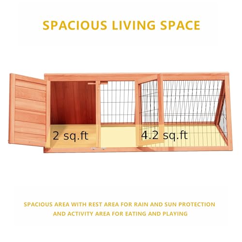 Bunny Cage Outdoor, Wooden Chicken Coop, Portable Chicken Run, Triangle Quail Coop with Ventilating Wire Poultry Hutch for Small Animals (Natural Wood) - color: Natural Wood