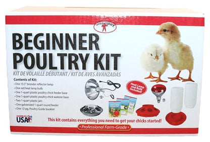 Little Giant® Beginner Poultry Kit - Includes Feeder, Waterer, Lamp, Jars, and More Supplies for Raising Chicks