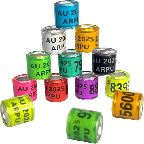 100Pcs Multicolor 8mm Aluminium Leg Rings for Poultry, 2026 AU Marked Bird Foot Rings with Words, Durable Chicken Leg Rings, Ideal for Chickens, Doves, Quail, Baby Birds, Durable and Reusable - color: Multicolor