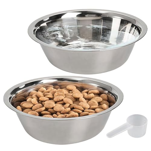 kathson 2 Pack Stainless Steel Dog Bowls, Dog Water and Food Bowl Set, Metal Puppy Bowls, Pet Dishes for Small Dogs and Cats - color: Silver, size: 2cups