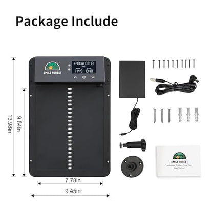 Automatic Chicken Coop Door,Multi-Modes for Chicken Door,Auto Chicken Coop Door with Anti-Pinch Feature,Automatic Coop Door with LCD Display,Run Chicken Automatic Door with Timer & Light Sensor