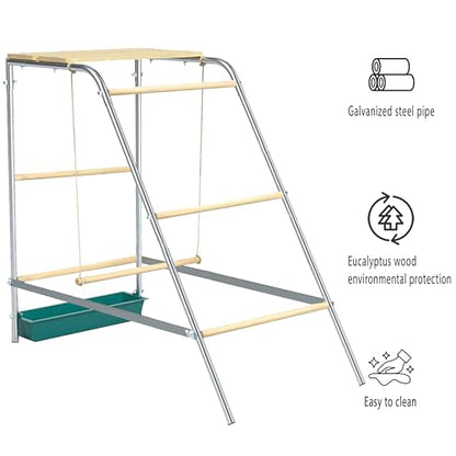 Chicken Roosting Bars with Swing and Drink Trough, Roosting Bars for Chickens in Coop, Easy to Installation&Clean,Baby Chick Playground Coop Accessories(43.3' L X 19.3' W X 39.4' H)