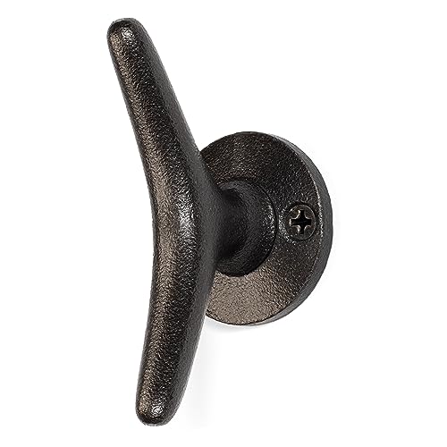 Cast Iron Coat Hooks - Boat Cleat Nautical Marine Entryway Decor Multi-Purpose Hat Towel Hanging Hook - Durable & Rust-Resistant - Includes Mounting Hardware - 4 Pack (Small, Natural) - style: Boat Cleat Small (Natural)