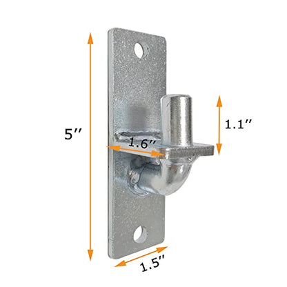 2 Pack 1-3/8 Inch Wall Mount Gate Hinge Metal Hinges Fence Post Chain Link Fence Frame Hinge Outdoor Gate Hardware (Screws Included)